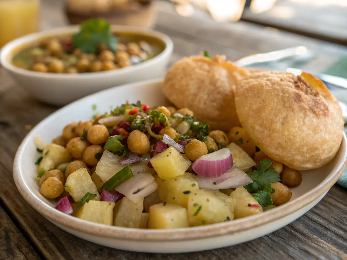 A vibrant image showcasing a plate of Pani Puri, a popular Indian street food, with a burst of flavors and textures.